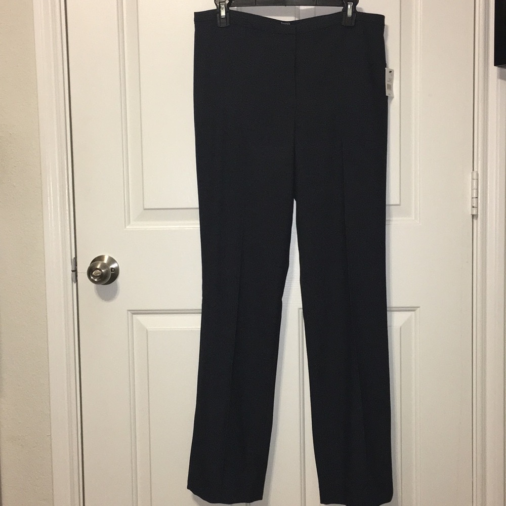 Tahari Terry Pants Trousers Black Dark Grey Size8